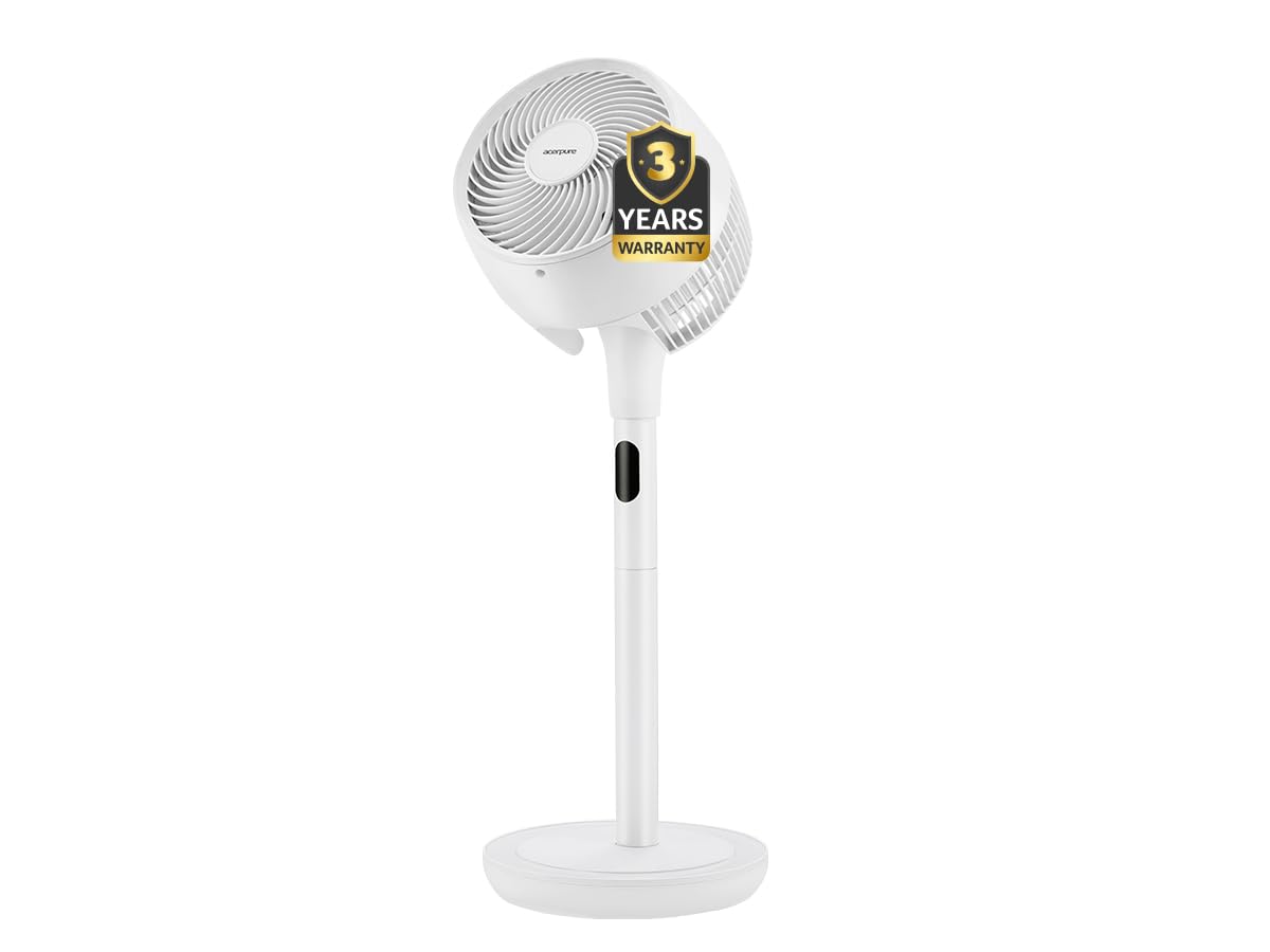 Acerpure Cozy F2 2-in-1 intelligent Pedestal and table Fan with Air Circulator|3years warranty|Energy efficient BLDC motor| 3D airflow technology|16 speed control and LED display|Whisper-quiet(White)