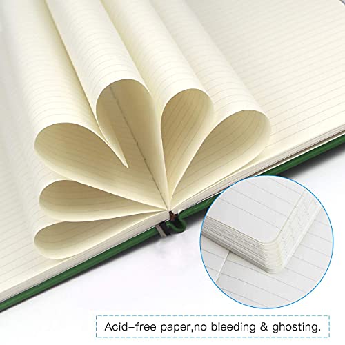 Hardcover-Notebook-Journal-Lined-Journal-for-Writing-180-Lay-Flat-DesignThick-Paper-with-Back-Pocket-Elastic-Closure192-Pages-57-x-83-Inch-Green-Ruled