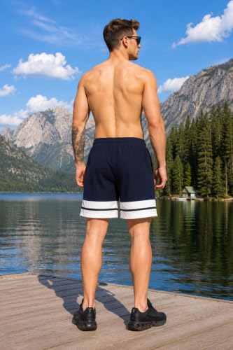 Image of London Hills Men's Sports Running Shorts Lightweight Quick Dry Gym Workout Training Shorts with Zipper Side Pockets Elastic Waist Adjustable Drawstring Athletic Activewear Running Jogging Fitness Yoga