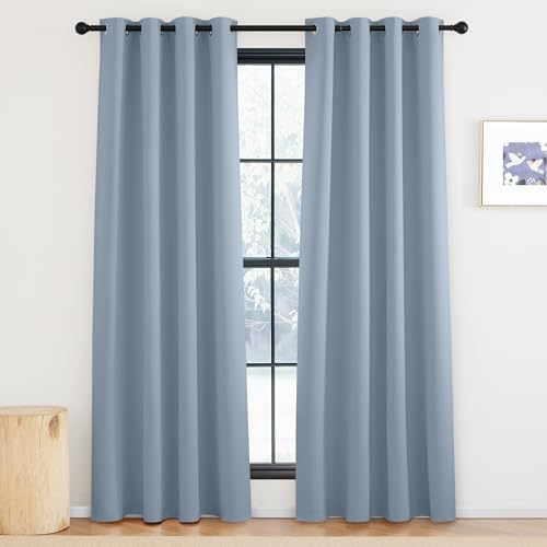 KGORGE Rideau Occultant Isolation Thermique Anti Froid/Lumiere pour Fenêtre, Decoration de Cuisine Salon Masion Chambre Design Moderne, L140xH220cm, Blue...