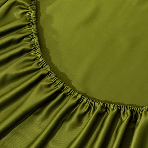Tumei 100% Viscose Sheets King Size Set - (230Tc) 4 Piece King Bedding Set Sheets Fit 16-24 Inch Deep Pocket Luxury Viscose Sheets Breathable Silky Soft Cooling Machine Washable - Green #TOP4
