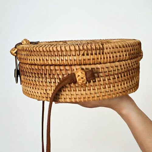 Zerodis Round Straw Purse, Rattan Bag with Adjustable Strap Summer Beach Crossbody Basket Vacation Purse for Women4