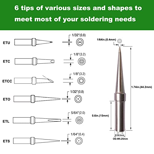 Shinenow Quality Replacement Soldering Tip For Weller We1010Na Wesd51 Wes51 Ec1201 Pes50 Pes51 Et Tip Series 6Pcs Plus A Tip Holder #TOP3