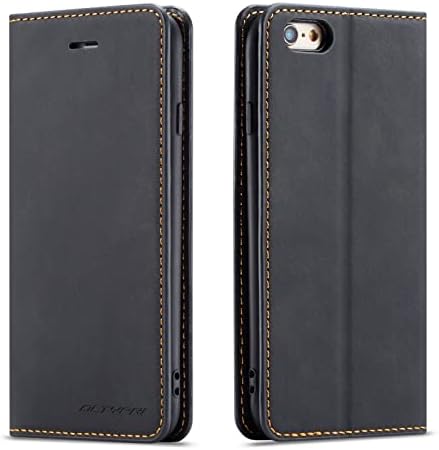 QLTYPRI iPhone 7 Plus 8 Plus Case, Premium PU Leather Cover TPU Bumper with Card Holder Kickstand Hidden Magnetic Adsorption Shockproof Flip Wallet Case for iPhone 7 Plus 8 Plus - Black