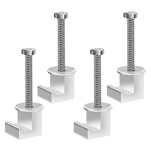 WENJTP 4 Pack No Drill Universal Truck Toolbox Mounting Kit,Aluminium Alloy Firmly Bridges the Toolbox Cable Tie J Hook (Silver) Cover