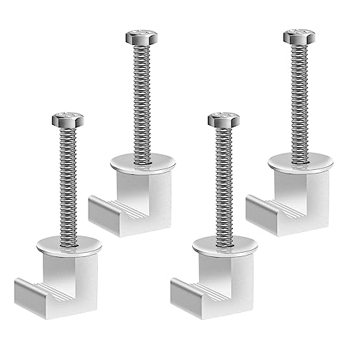 WENJTP 4 Pack No Drill Universal Truck Toolbox Mounting Kit,Aluminium Alloy Firmly Bridges the Toolbox Cable Tie J Hook (Silver)