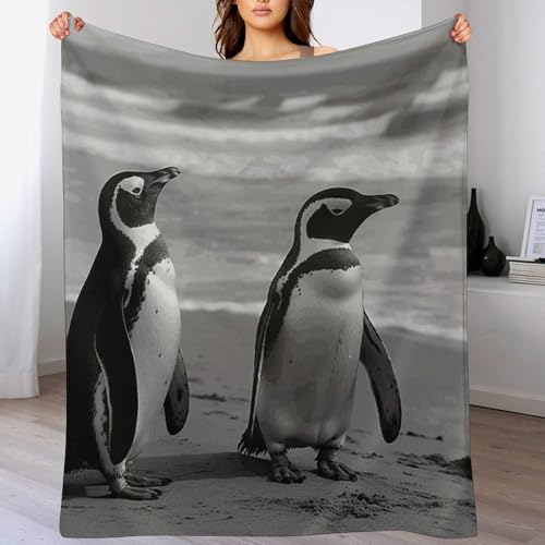Couverture en flanelle légère microfibre pingouin lit voyage camping