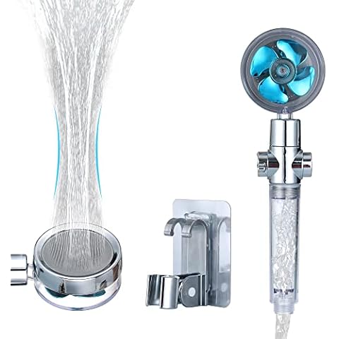 HERLLY High Pressure Shower Head with Handheld,Angle-adjustable Showerhead with Turbofan,Hydro Jet Shower Head with Shower Bracket Holder and Filter,for Detachable and One-click Pause Button Function Cover