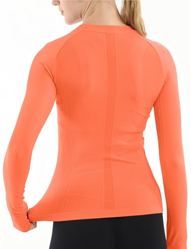 Image of MathCat Seamless Workout Shirts for Women Long Sleeve Yoga Tops Sports Running Shirt Breathable Athletic Top Slim Fit XS-XL