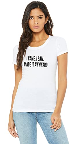 WorkshopPrinted T-Shirt for Women |I Came. I Saw. I Made It Awkward - Funny Introvert Humor Statement T-Shirts Casual Tess