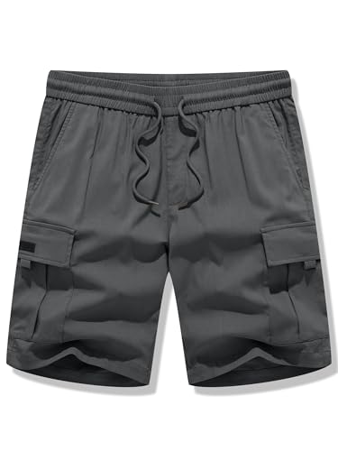 Image of JMIERR Men's Casual Stretch Cargo Shorts | Drawstring Elastic Waist, Multi Pockets, Summer Work Short, Classic