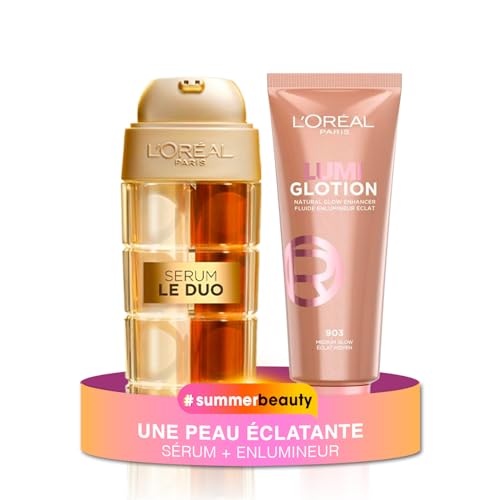 Duo Peau Éclatante– L’Oréal Paris – Sérum Age Perfect Le Duo + Fluide Enlumineur Lumi Glotion Teinte 903 - Rides Lissées & Teint Lumineux