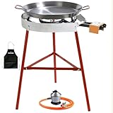 Kit paellero 40cm Garcima + paellera 42cm + soporte reforzado + paravientos Kabra (Delantal Gratis)