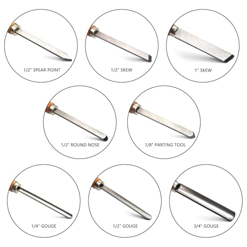 Professional Wood Turning Chisel Lathe Chisel Set with 2 Skew 1 Spear Point 1 Parting 1 Round Nose & 3 Gouge Tools,8 pcs Set, for Wood Job - Image 2