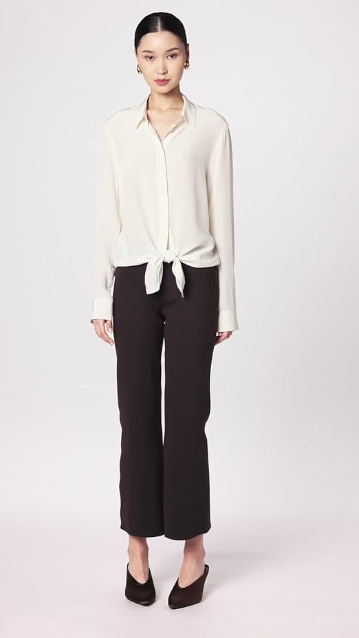 Theory Women's Button-Down Tie-Waist Blouse, Off White, X-Small at