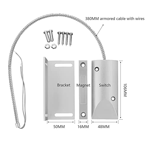 Image of Magnetic Switch Alarm Sensor Overhead Garage Door Contacts with L Bracket