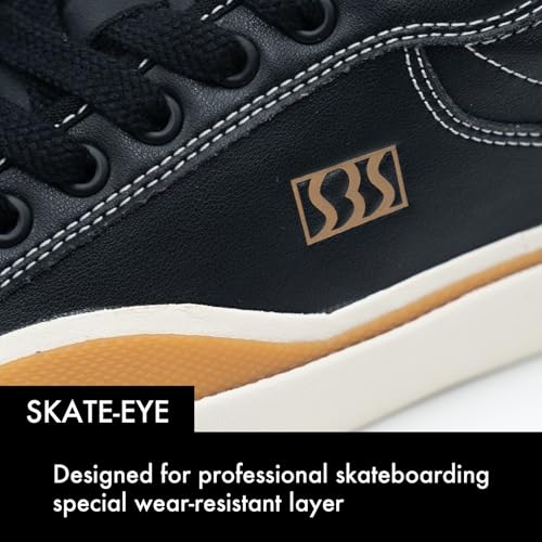 Image of Skateboard Shoes for Men Leather Low Top Pro Skateboarding Training Casual Sneakers