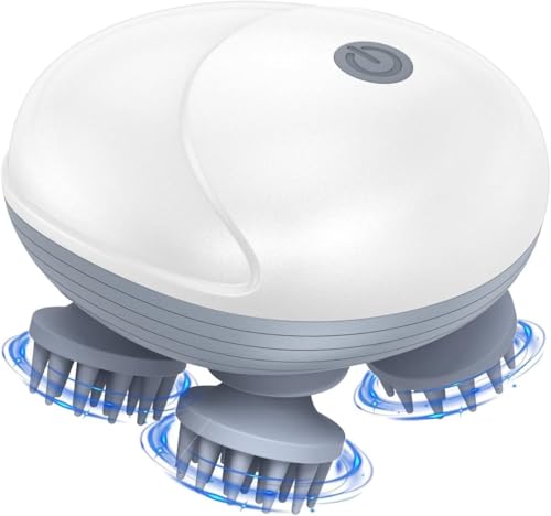 Image of Electric Scalp Massager with Red Light Therapy for Hair & Scalp Care | Head Massager for Relaxation, Scalp Massage & Deep Cleaning | Portable Handheld Hair Care Scalp Massager for Men & Women -Multicolor