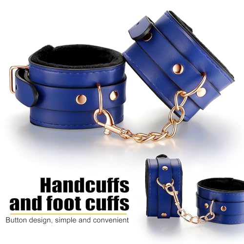 Image of BDSM Adult Toys for Men Women and Couples. 12pcs Sex Restraints Bondage Set Adult Sex Toys kit with Adjustable Handcuffs Collar Ankle Cuff Blindfold Feather Tickler(Blue)