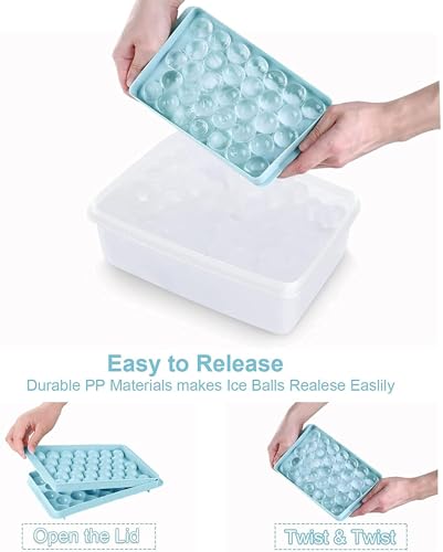 Image of Mini Round Ice Cube Tray with Lid | Ice Moulds Ice Ball Maker | Ice Box Small Ball Ice | 33 Grid Mini Circle Making Mold | for Freezer, Chilling, Cocktail, Whiskey, Reusable Flexible Trays Pack of 1