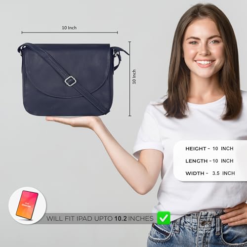 Image of Genuine Leather Shoulder Crossbody Purse For Women with Adjustable Strap, Mobile Pocket & Outside & Inside Zipper