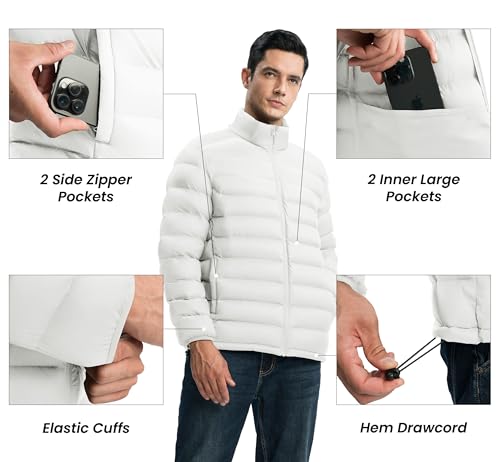 Image of Gopune Men's Lightweight Puffer Jacket Detachable Hooded Water Resistant Puffy Winter Down Jackets for Snow Ski Travel