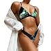 Genérico Traje de baño con Estampado de Hojas para Mujer, Conjunto de Bikini con Parte Superior Halter y pantalón Corto Bikini Entero