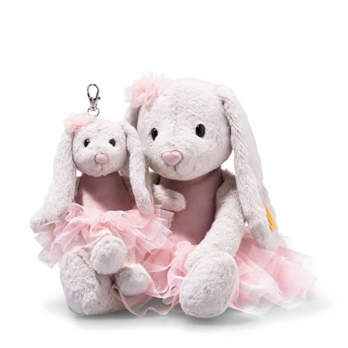 Steiff Hoppie Balletthase 30cm bunt, Plüschtier mit Schlappohren, Flauschiges Stofftier im Ballett-Outfit zum Kuscheln und Spielen, Kuscheltier für Mädchen und Jungen, waschmaschinenfest