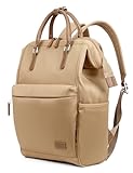 Kah&Kee Slim Laptop Backpack for Women 13 Inch, Travel and Work Bag, Water Resistant, Teacher, Doctor, College Backpack (New Retro-Beige)