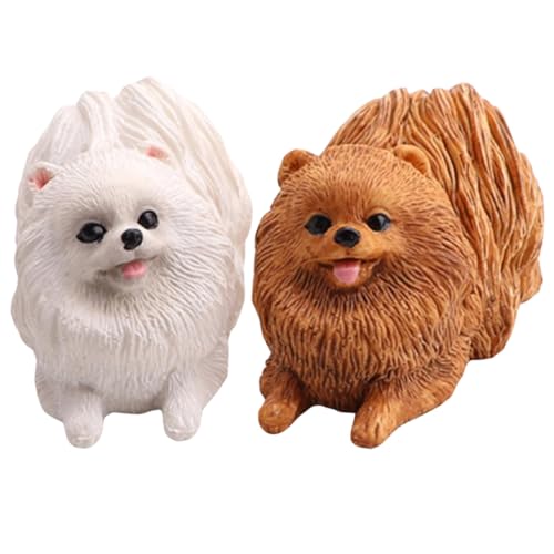WESIEVYA 2個 犬模型 立ちポーズの子犬フィギュア 置物 インテリア飾り チュアガーデンやデスクトップ用 安定した自立設計 家や多用途装飾に