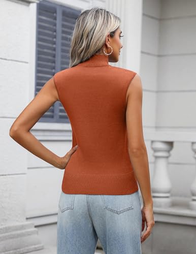 Zeagoo Women's 2025 Mock Turtle Neck Sweater Vest Sleeveless Knit Pullover Tank Tops Casual Trendy Slim Fitted Tops4