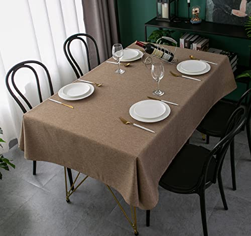 Tektrum 60 X 102 Inch 60"X102" Rectangular Faux Linen Textured Tablecloth Table Cover -Waterproof/Spill Proof/Stain Resistant/Wrinkle Free/Heavy Duty-Great For Banquet, Dinner, Wedding (Flax) #TOP3