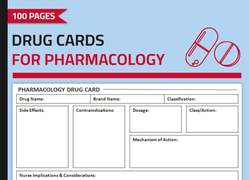 Drug Cards for Pharmacology: Nursing Student Drug Card Book | Medication Note Organizer | 100 Pages Double-Sided