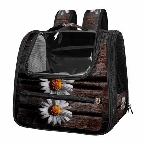 otnrnondcl Daisy on Old Wooden (3) Cat Backpack Carrier, Pet Backpack for Dog Cat Puppy Kitty, Travel Carrier for Hiking Walking Outdoor Use