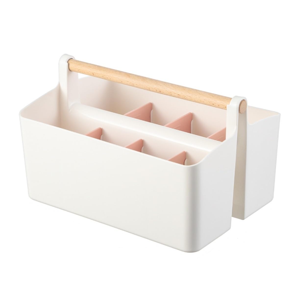Stifteköcher Stifte Halter Kunststoff-Aufbewahrungskorb, Stifthalter-Caddy Mit Holzgriff For Büro Und Zuhause Schreibtisch-Organizer(Pink)