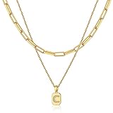 Gargantilla con de letras doradas para mujer, cadena de lazo inicial chapada en 14 quilates, lindas cadenas de clips, collares en, joyería minimalista