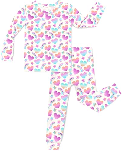 babee Reshinee Bamboo Viscose Toddler Girls Kids Pajamas Color Hugs Pjs Long Sleeve Snug fit 5-6Y 2pcs Soft Jammies