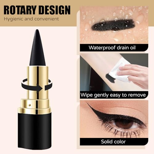 Go Ho 2 PCS Black Gel Eyeliner Stick,Waterproof Eye Liner Pen,Cat Eye Black Smokey Eyeshadow,Smooth Black Eyeliner Pencils Eye Black Face Paint Stick Halloween Makeup Set - Image 6