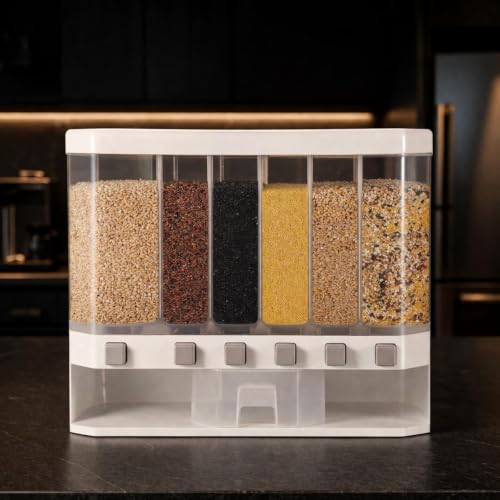 Loomora Enterprise Wall-Mounted Grain Dispenser For Kitchen Storage Containers Organizers Box for Cereals, Pulses, Multigrain Pulses Dal Grain & 10 Kgs Capacity