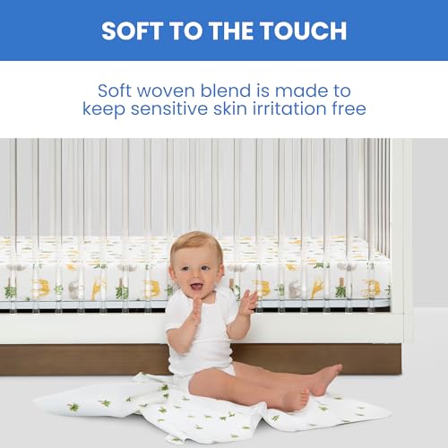 Image of Delta Children Fitted Crib Sheets for Girls and Boys - Crib Sheet for Standard Crib and Toddler Mattresses - 28x52 Inch (Pack of 3), Safari Friends