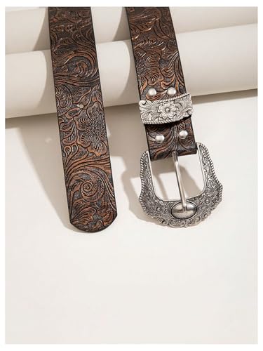 Verdusa Women's Western Cowboy Embossed Buckle Belt Cowgirl Fashion Waist Belts4