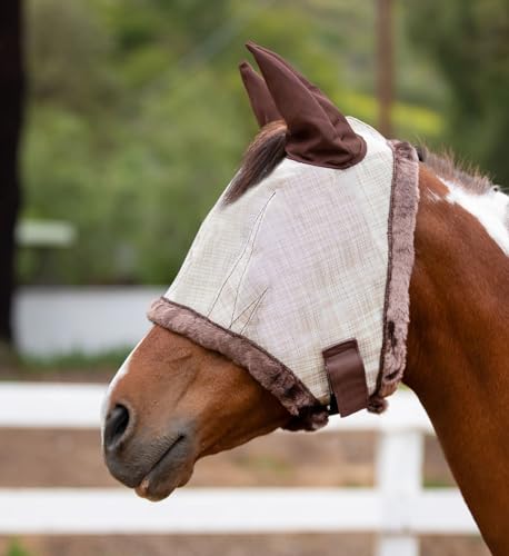 Fly Mask with Soft Ears w/Fleece desert-sand / XLarge - Large Horse (1200-1500lbs)