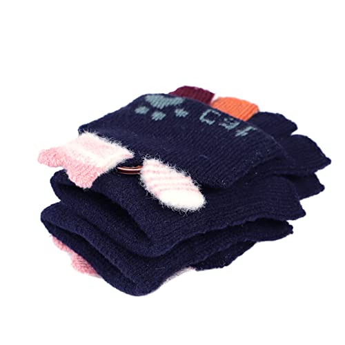 Kids Cute Cat Fingerless Glove Winter Knit Convertible Glove Children Half Finger Warm Glove Gift for Kids 3 to 6 Years3