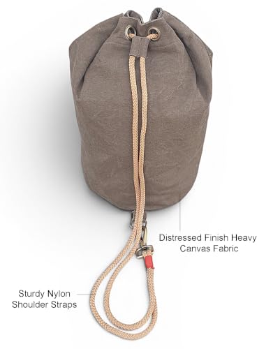 Image of The House of tara Distressed Canvas Backpack /Rucksack for Unisex | 20 Litres | Casual Cotton Bag with Spacious Compartment & Drawstring Strap | Suitable for Everyday Essentials