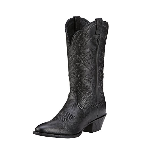 ARIAT womens Heritage Western R Toe Western Cowboy boots, Black Deertan, 10 US