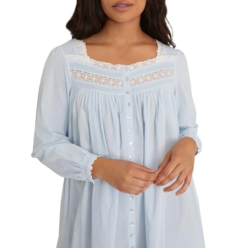Image of Eileen West Queen Anne's Lace Womens Sleepwear & Loungewear - Heirloom Dream Collection - 100% Cotton Long Sleeve Short Robe