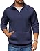 COOFANDY Mens Half Zip Pullover Stand Collar Fleece Sweatshirts Fall Winter