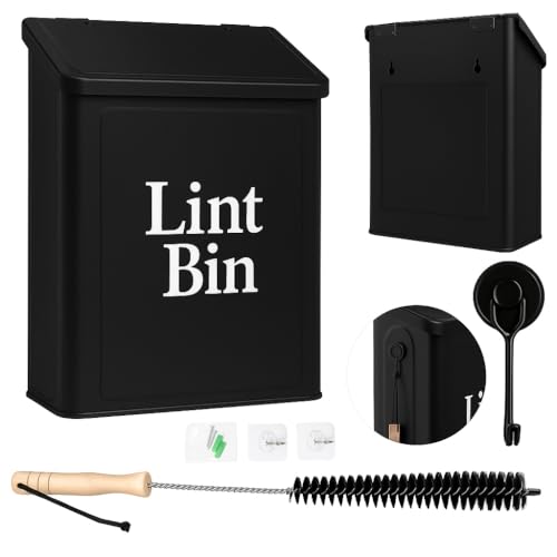 Magnetic Laundry Lint Bin with Hooks and Accessories