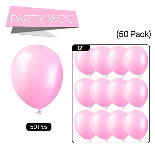 Image of PartyWoo Light Pink Balloons, 50 pcs 12 Inch Pearl Light Pink Balloons, Pink Balloons for Balloon Garland or Balloon Arch as Party Decorations, Birthday Decorations, Baby Shower Decorations, Pink-Z29