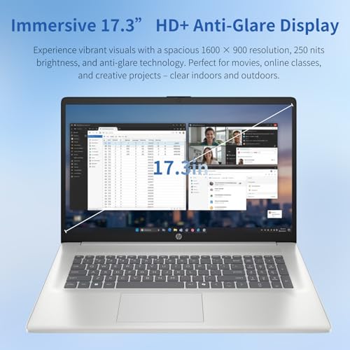 Image of HP Flagship 17inch Laptop Computer, 32GB RAM, 1TB SSD, 17.3 inch HD+ 250 Nits IPS Anti-Glare Display, Intel 8-Core i3 N305 CPU, Windows 11 Pro, Fast Charge, Wifi6, for Business and Students